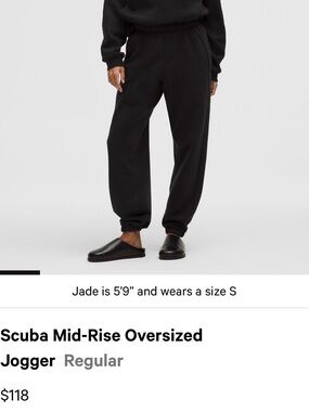 NWT Lululemon Scuba Mid-Rise Oversized Jogger Regular in Black XS
